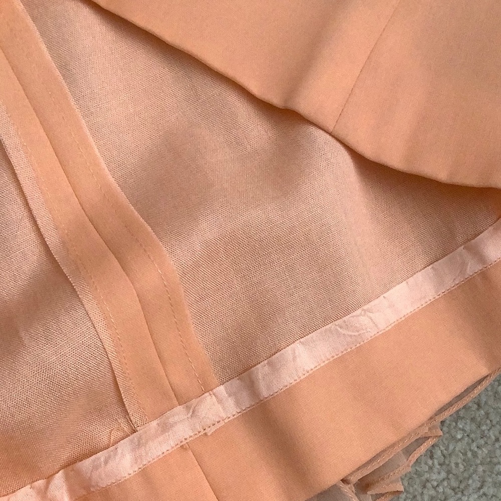 Vintage 60s Short Sleeve Peach Chiffon Empire Waist Maxi Sheath Dress ILGWU - Picture 9 of 11